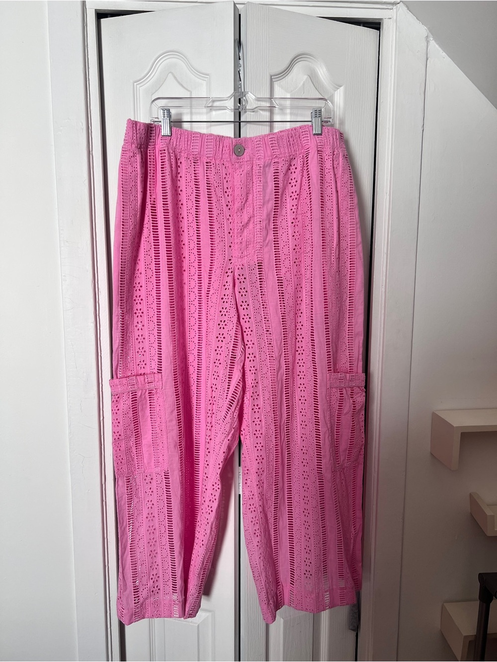 Damson Madder!! Pink Eyelet Cargo Wide-Leg Pants